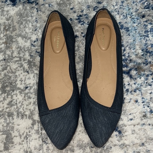 Hush Puppies Sadie Pointed ballet flats Navy Knit comfort shoes Sz 10 Wide - Picture 7 of 11